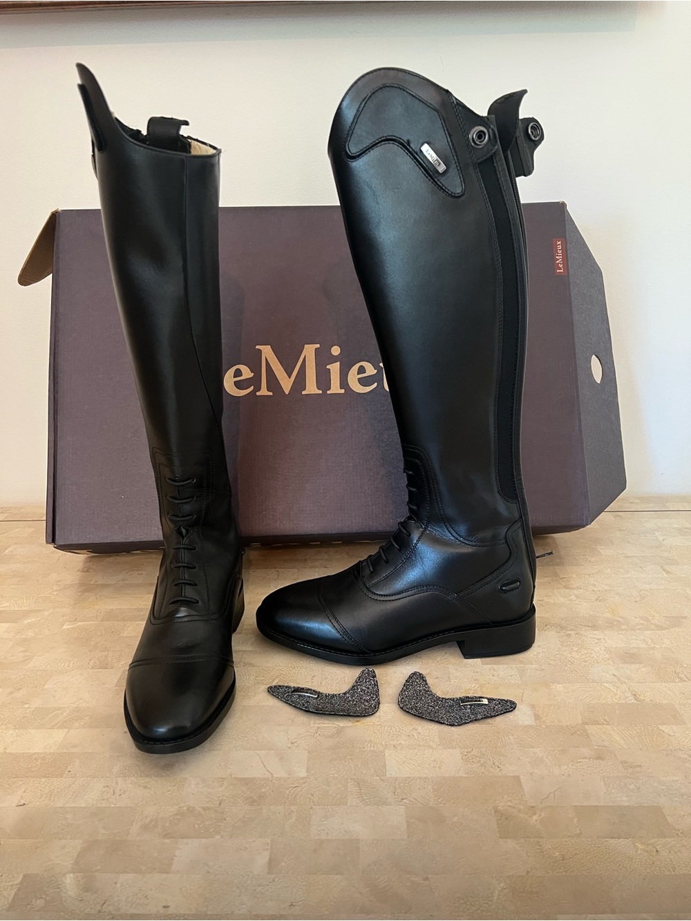 NWT LeMieux Junior Interchangeable Riding Boots Black EU 35 / US 3 Tall Regular